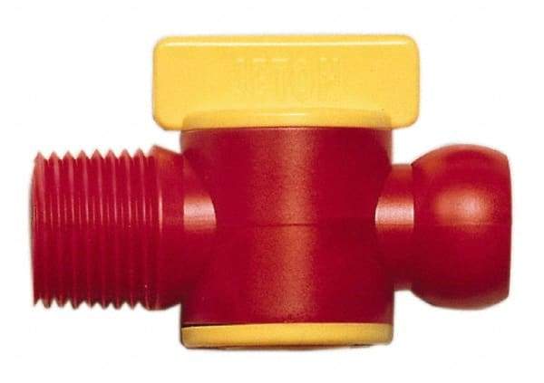 Value Collection - 2 Piece, 3/8" ID Coolant Hose BSPT Valve - Male to Female Connection, POM Body, 3/8 BSPT, Use with Snap Together Hose Systems - Eagle Tool & Supply