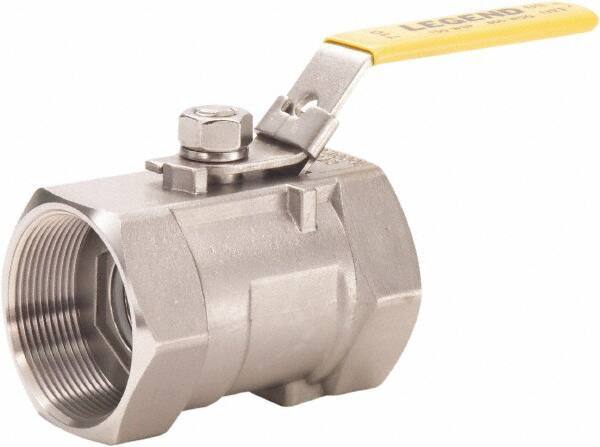 Legend Valve - 1/8" Pipe, Standard Port, Stainless Steel Standard Ball Valve - 1 Piece, FNPT x FNPT Ends, Lever Handle, 800 WOG, 150 WSP - Eagle Tool & Supply