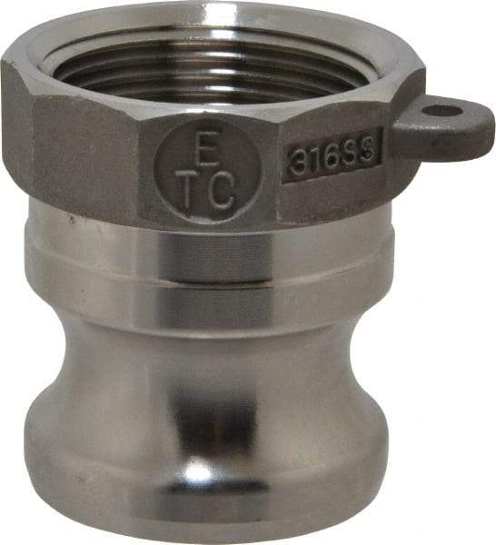 EVER-TITE Coupling Products - 1-1/4" Stainless Steel Cam & Groove Suction & Discharge Hose Male Adapter Female NPT Thread - Part A, 1-1/4" Thread, 250 Max psi - Eagle Tool & Supply