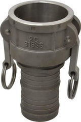 EVER-TITE Coupling Products - 2" Stainless Steel Cam & Groove Suction & Discharge Hose Female Coupler Hose Shank - Part C, 250 Max psi - Eagle Tool & Supply