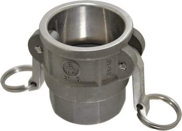 EVER-TITE Coupling Products - 2" Stainless Steel Cam & Groove Suction & Discharge Hose Female Coupler Female NPT Thread - Part D, 2" Thread, 250 Max psi - Eagle Tool & Supply