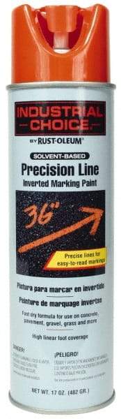 Rust-Oleum - 17 fl oz Orange Marking Paint - 600' to 700' Coverage at 1" Wide, Solvent-Based Formula - Eagle Tool & Supply
