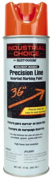 Rust-Oleum - 17 fl oz Orange Marking Paint - 600' to 700' Coverage at 1" Wide, Solvent-Based Formula - Eagle Tool & Supply
