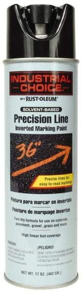 Rust-Oleum - 17 fl oz Black Marking Paint - 600' to 700' Coverage at 1" Wide, Solvent-Based Formula - Eagle Tool & Supply