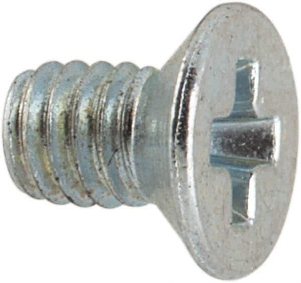 Value Collection - M2.5x0.45 Metric Coarse, 4mm OAL Phillips Drive Machine Screw - Flat Head, Grade 4.8 Steel, Zinc-Plated Finish, Without Washer - Eagle Tool & Supply