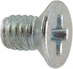 Value Collection - M2.5x0.45 Metric Coarse, 4mm OAL Phillips Drive Machine Screw - Flat Head, Grade 4.8 Steel, Zinc-Plated Finish, Without Washer - Eagle Tool & Supply