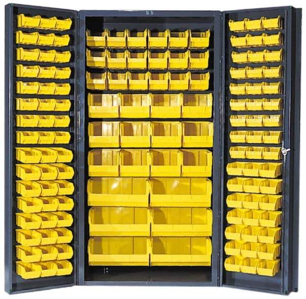 Quantum Storage - 132 Bin Storage Cabinet - Steel, 36" Wide x 24" Deep x 72" High, Gray - Eagle Tool & Supply