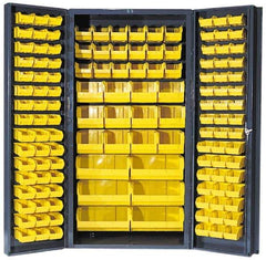 Quantum Storage - 132 Bin Storage Cabinet - Steel, 36" Wide x 24" Deep x 72" High, Gray - Eagle Tool & Supply