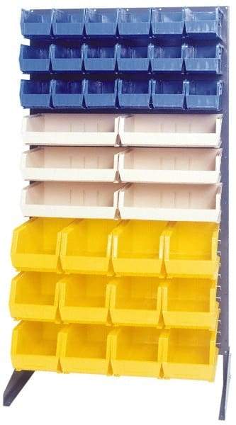 Quantum Storage - 300 Lb Capacity, 15" Deep x 36" Wide x 66" High, Steel Pick Rack - 1 Side, 60 Black Polyethylene/Polypropylene Bins - Eagle Tool & Supply