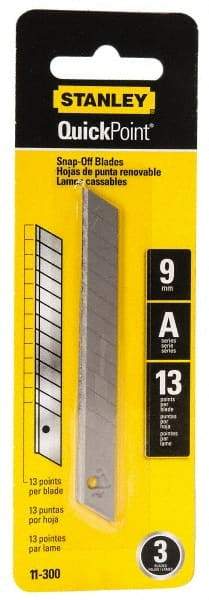 Stanley - 3 Piece Steel Utility Knife Blade - 3-1/2" OAL, 0.017" Blade Thickness - Eagle Tool & Supply