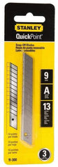 Stanley - 3 Piece Steel Utility Knife Blade - 3-1/2" OAL, 0.017" Blade Thickness - Eagle Tool & Supply