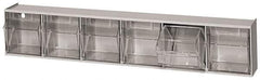 Quantum Storage - 23-5/8" Wide x 4-1/2" High x 3-5/8" Deep, Small Parts Tip Out Stacking Bin Organizer - Polystyrene Frame, 6 Compartments, 3-1/2" Wide x 3-3/4" High x 2-5/8" Deep Bin - Eagle Tool & Supply