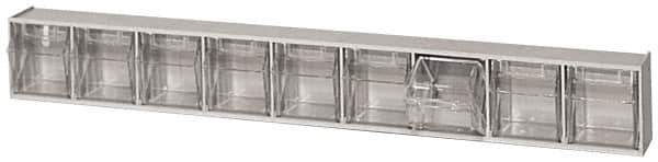 Quantum Storage - 23-5/8" Wide x 3-1/8" High x 2-1/2" Deep, Small Parts Tip Out Stacking Bin Organizer - Polystyrene Frame, 9 Compartments, 2-3/16" Wide x 2-1/2" High x 1-3/4" Deep Bin - Eagle Tool & Supply