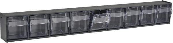 Quantum Storage - 23-5/8" Wide x 3-1/8" High x 2-1/2" Deep, Small Parts Tip Out Stacking Bin Organizer - Polystyrene Frame, 9 Compartments, 2-3/16" Wide x 2-1/2" High x 1-3/4" Deep Bin - Eagle Tool & Supply