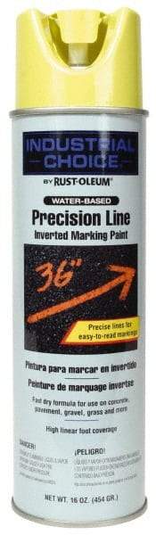 Rust-Oleum - 17 fl oz Yellow Marking Paint - 600' to 700' Coverage at 1" Wide, Water-Based Formula - Eagle Tool & Supply
