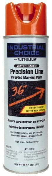 Rust-Oleum - 17 fl oz Orange Marking Paint - 600' to 700' Coverage at 1" Wide, Water-Based Formula - Eagle Tool & Supply