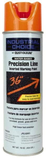 Rust-Oleum - 17 fl oz Orange Marking Paint - 600' to 700' Coverage at 1" Wide, Water-Based Formula - Eagle Tool & Supply