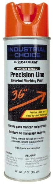 Rust-Oleum - 17 fl oz Orange Marking Paint - 600' to 700' Coverage at 1" Wide, Water-Based Formula - Eagle Tool & Supply