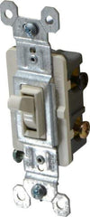 Pass & Seymour - 3 Pole, 120 VAC, 15 Amp, Specification Grade, Toggle, Wall and Dimmer Light Switch - 1-1/4 Inch Wide x 3.281 Inch High - Eagle Tool & Supply