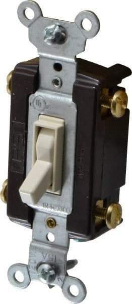 Pass & Seymour - 4 Pole, 120 VAC, 15 Amp, Specification Grade, Toggle, Wall and Dimmer Light Switch - 1-1/4 Inch Wide x 3.281 Inch High - Eagle Tool & Supply