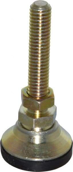 J.W. Winco - 3/8-16 Bolt Thread, Studded Pivotal Stud Mount Leveling Pad & Mount - 2,850 Max Lb Capacity, 1-1/4" Base Diam - Eagle Tool & Supply