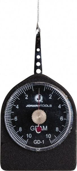 Jonard Tools - 0.02 Lb. Capacity, Mechanical Tension and Compression Force Gage - 0.25 gf Resolution, Aluminum Housing - Eagle Tool & Supply