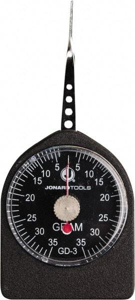 Jonard Tools - 0.08 Lb. Capacity, Mechanical Tension and Compression Force Gage - 1 gf Resolution, Aluminum Housing - Eagle Tool & Supply
