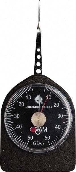 Jonard Tools - 0.33 Lb. Capacity, Mechanical Tension and Compression Force Gage - 1 gf Resolution, Aluminum Housing - Eagle Tool & Supply