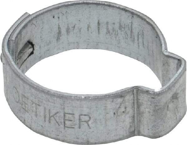 Oetiker - 15.1 to 17mm, Zinc-Plated 1-Ear Clamp - 11/16" Noml Size, 6mm Inner Width, 7mm Wide x 0.75mm Thick, Carbon Steel - Eagle Tool & Supply