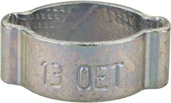 Oetiker - 10.8 to 13mm, Zinc-Plated 2-Ear Clamp - 1/2" Noml Size, 3.45mm Inner Width, 7mm Wide x 1mm Thick, Carbon Steel - Eagle Tool & Supply