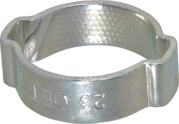 Oetiker - 19 to 23mm, Zinc-Plated 2-Ear Clamp - 7/8" Noml Size, 6.28mm Inner Width, 9mm Wide x 1.5mm Thick, Carbon Steel - Eagle Tool & Supply