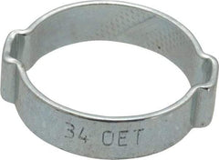 Oetiker - 29.3 to 34mm, Zinc-Plated 2-Ear Clamp - 1-5/16" Noml Size, 7.38mm Inner Width, 10mm Wide x 1.5mm Thick, Carbon Steel - Eagle Tool & Supply