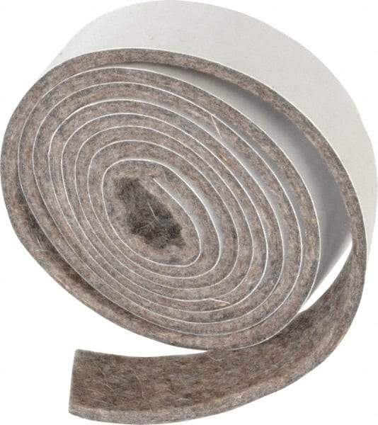 Made in USA - 1/8 Inch Thick x 1 Inch Wide x 5 Ft. Long, Felt Stripping - Gray, Adhesive Backing - Eagle Tool & Supply