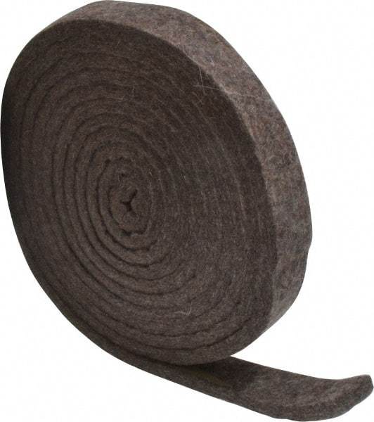 Made in USA - 1/4 Inch Thick x 1 Inch Wide x 10 Ft. Long, Felt Stripping - Gray, Plain Backing - Eagle Tool & Supply