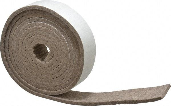 Made in USA - 1/4 Inch Thick x 1-1/2 Inch Wide x 10 Ft. Long, Felt Stripping - Gray, Adhesive Backing - Eagle Tool & Supply