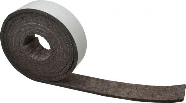 Made in USA - 1/4 Inch Thick x 2 Inch Wide x 10 Ft. Long, Felt Stripping - Gray, Adhesive Backing - Eagle Tool & Supply