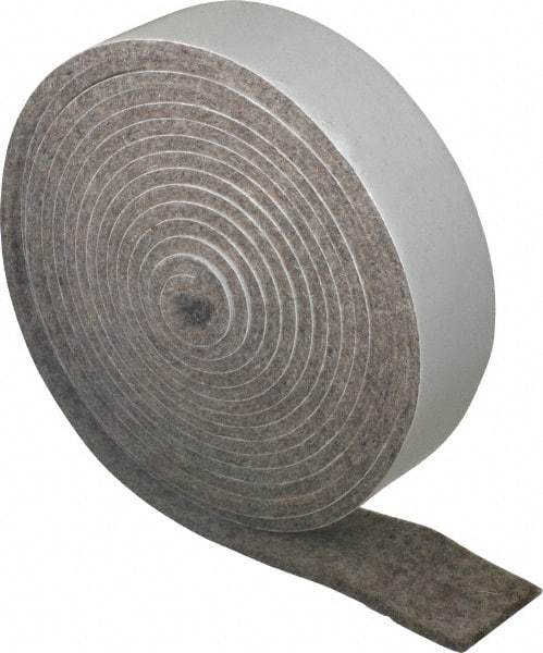 Made in USA - 1/8 Inch Thick x 1 Inch Wide x 10 Ft. Long, Felt Stripping - Gray, Adhesive Backing - Eagle Tool & Supply