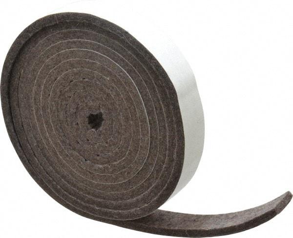 Made in USA - 1/4 Inch Thick x 1 Inch Wide x 10 Ft. Long, Felt Stripping - Gray, Adhesive Backing - Eagle Tool & Supply