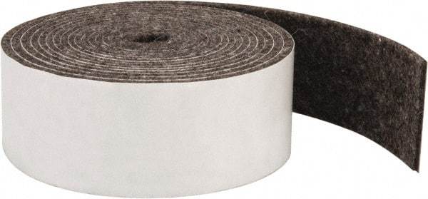 Made in USA - 1/8 Inch Thick x 1-1/2 Inch Wide x 10 Ft. Long, Felt Stripping - Gray, Adhesive Backing - Eagle Tool & Supply