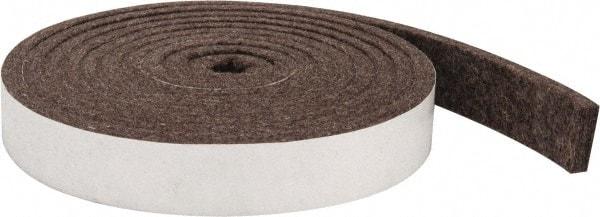 Made in USA - 1/4 Inch Thick x 1 Inch Wide x 10 Ft. Long, Felt Stripping - Gray, Adhesive Backing - Eagle Tool & Supply