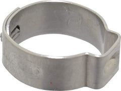 Oetiker - 13.5 to 15.7mm, 1-Ear Clamp - 5/8" Noml Size, 7mm Inner Width, 7mm Wide x 0.6mm Thick, Stainless Steel - Eagle Tool & Supply