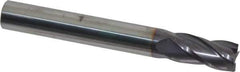 Niagara Cutter - 1/2", 1" LOC, 1/2" Shank Diam, 4" OAL, 4 Flute, Solid Carbide Square End Mill - Single End, TiAlN Finish, Spiral Flute, 30° Helix, Centercutting, Right Hand Cut, Right Hand Flute, Series C430 - Eagle Tool & Supply