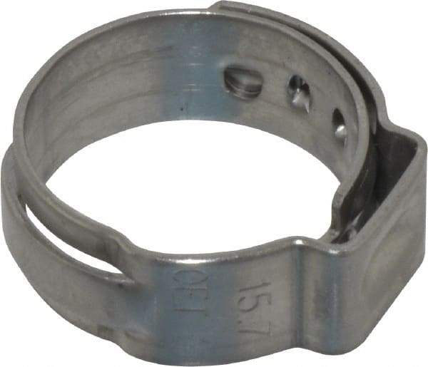 Oetiker - Stepless Ear Clamp - 5/8" Noml Size, 8mm Inner Width, 7mm Wide x 0.6mm Thick, Stainless Steel - Eagle Tool & Supply