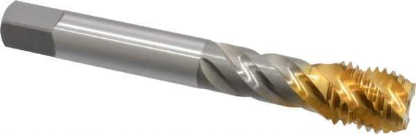 OSG - 3/4-10 UNC 4 Flute 2B Modified Bottoming Spiral Flute Tap - Vanadium High Speed Steel, TiN Finish, 125mm OAL, Right Hand Flute, Right Hand Thread - Eagle Tool & Supply