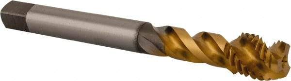 OSG - M14x2.00 Metric Coarse 3 Flute 6H Modified Bottoming Spiral Flute Tap - Vanadium High Speed Steel, TiN Finish, 110mm OAL, Right Hand Flute, Right Hand Thread - Eagle Tool & Supply