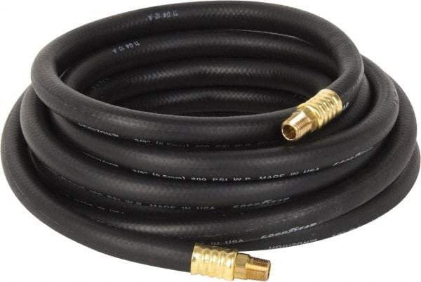 Continental ContiTech - 3/8" ID x 0.669" OD 25' Long Multipurpose Air Hose - MNPT x MNPT Ends, 200 Working psi, -40 to 190°F, 1/4" Fitting, Black - Eagle Tool & Supply