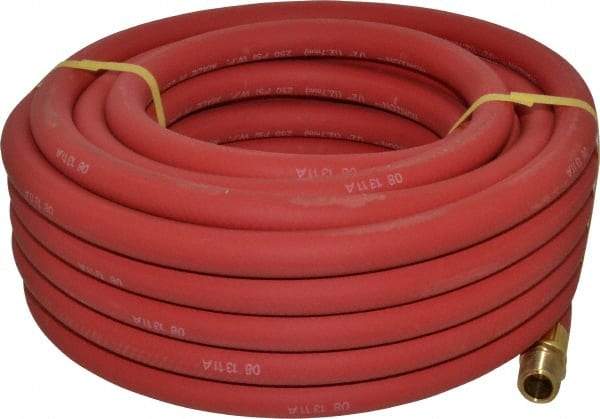 Continental ContiTech - 1/2" ID x 0.838" OD 50' Long Multipurpose Air Hose - MNPT x MNPT Ends, 250 Working psi, -40 to 190°F, 1/2" Fitting, Red - Eagle Tool & Supply