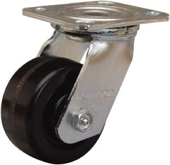 Hamilton - 4" Diam x 2" Wide x 5-5/8" OAH Top Plate Mount Swivel Caster - Phenolic, 800 Lb Capacity, Straight Roller Bearing, 4 x 4-1/2" Plate - Eagle Tool & Supply