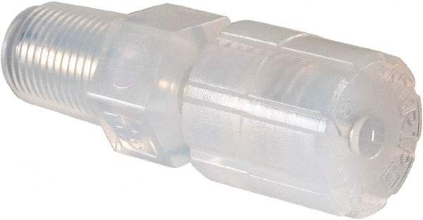 NewAge Industries - 1/8" Tube OD, PFA PTFE Plastic Compression Tube Male Connector - 1/8 NPT Pipe, 500°F Max, 1/8 Thread - Eagle Tool & Supply
