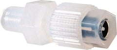 NewAge Industries - 1/4" Tube OD, PFA PTFE Plastic Compression Tube Male Connector - 1/8 NPT Pipe, 500°F Max, 1/8 Thread - Eagle Tool & Supply